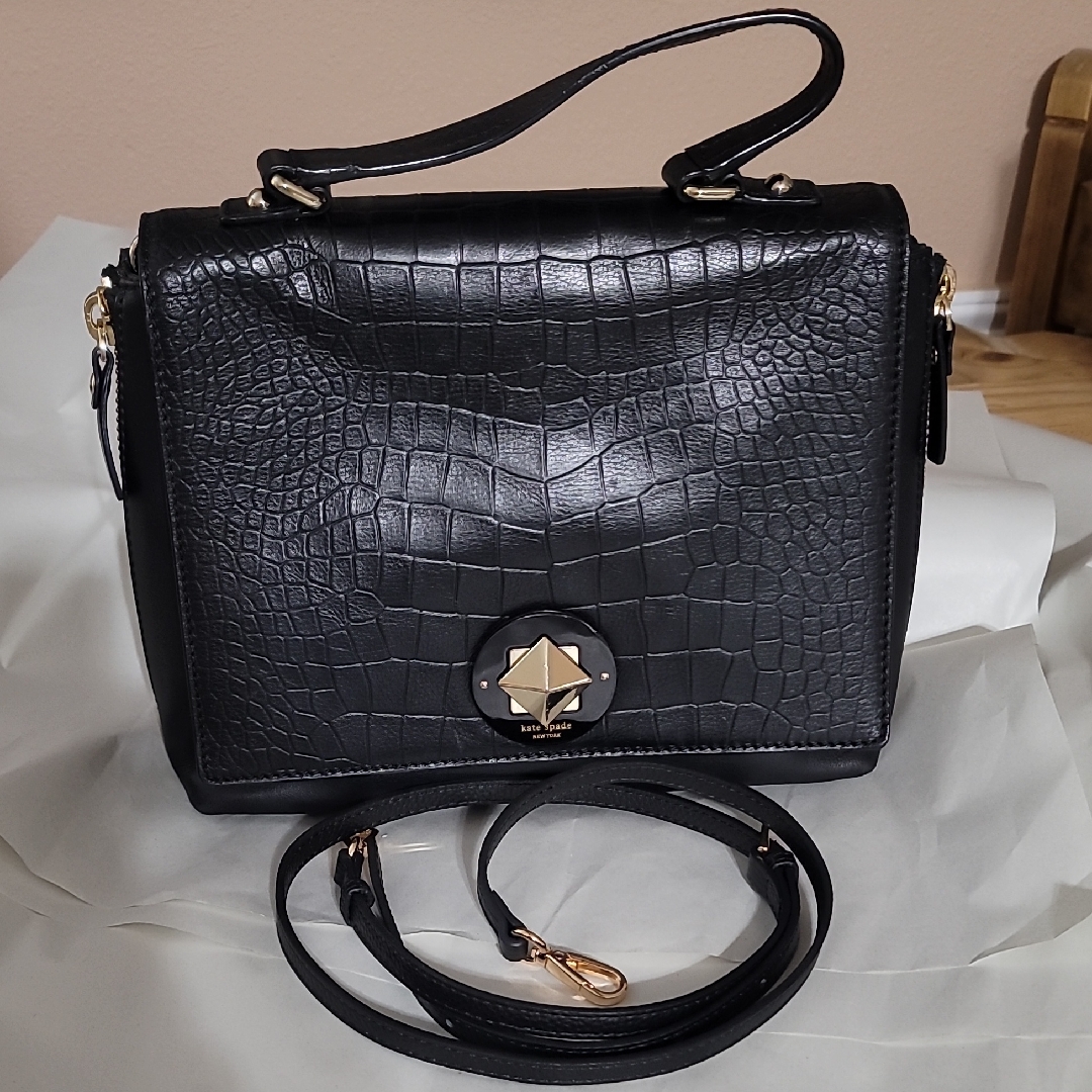 Kate Spade Black Croc-Embossed Satchel